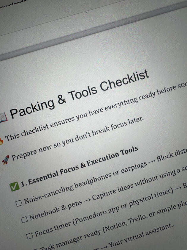 Packing list
